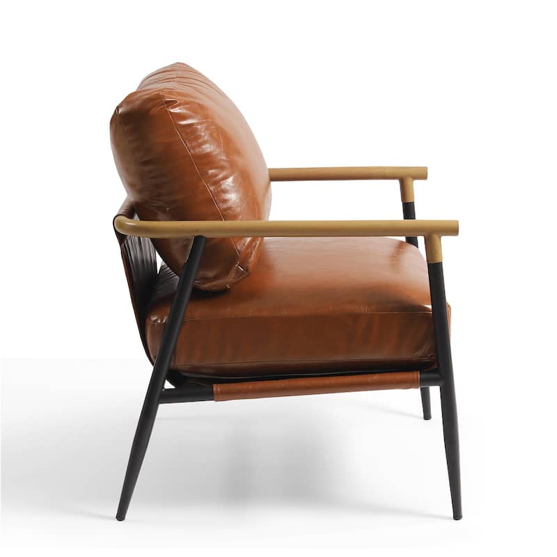 27" W Modern Upholstered Metal Frame Accent Chair