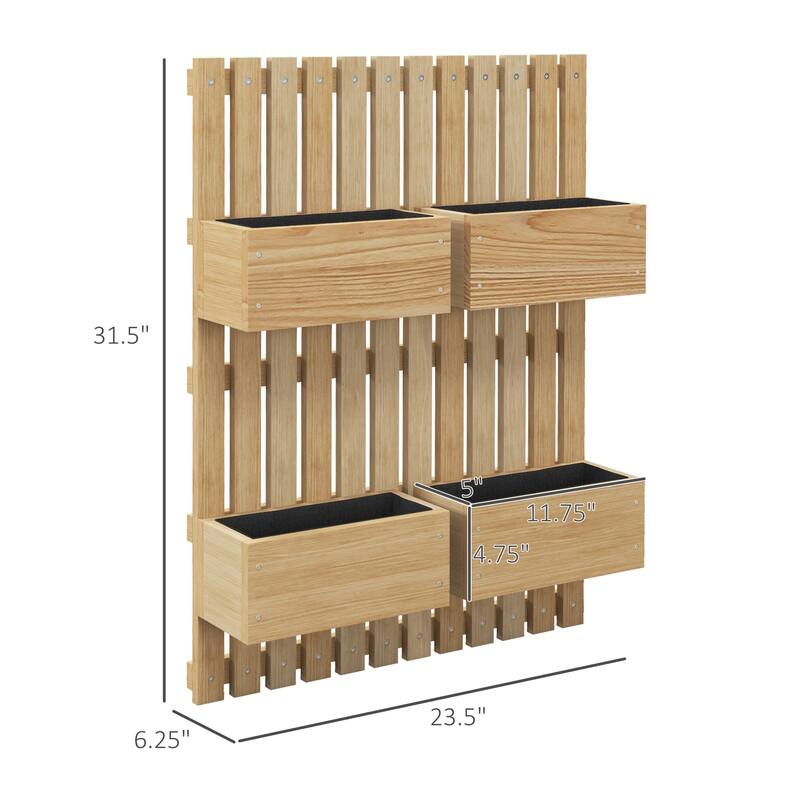 Self-Draining Planter Box with Trellis for Flower Vegetable and Herb