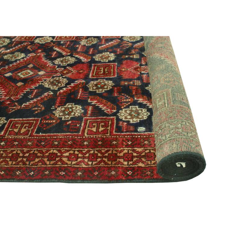 Fine Vintage Distressed Muxlisa Charcoal/Red Runner - 3'4" x 12'11"