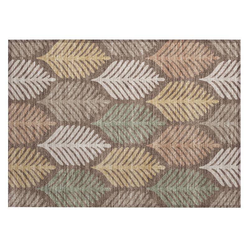 Machine Washable Indoor/ Outdoor Modern Fern Chantille Rug