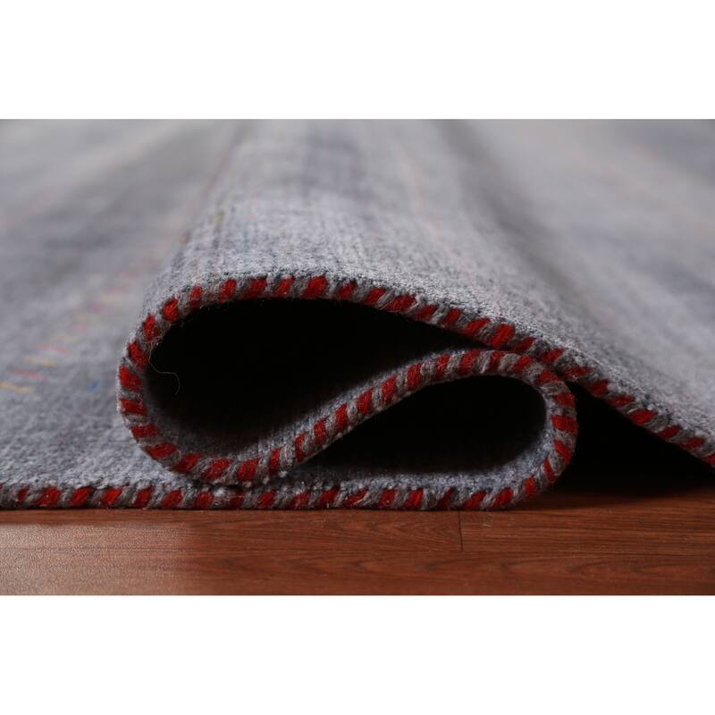 Hand Knotted Oriental 100% Wool Carpet Tribal Tribal Greys & Charcoal Gabbeh Area Rug - 9' 6'' X 8' 1''