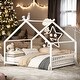 preview thumbnail 1 of 9, 2 Size White Metal House Bed with Metal Frame Playhouse Design for Kids