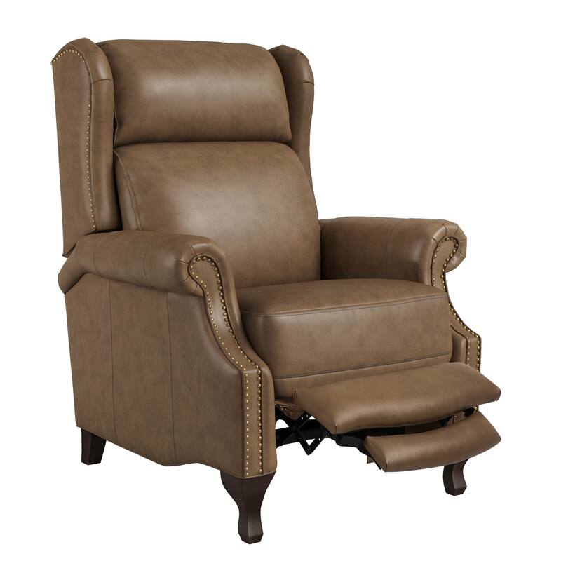 Push Back Genuine Leather Recliner Chair,Modern Recliner Sofa With Adjustable Backrest And Single Chair For Living Room