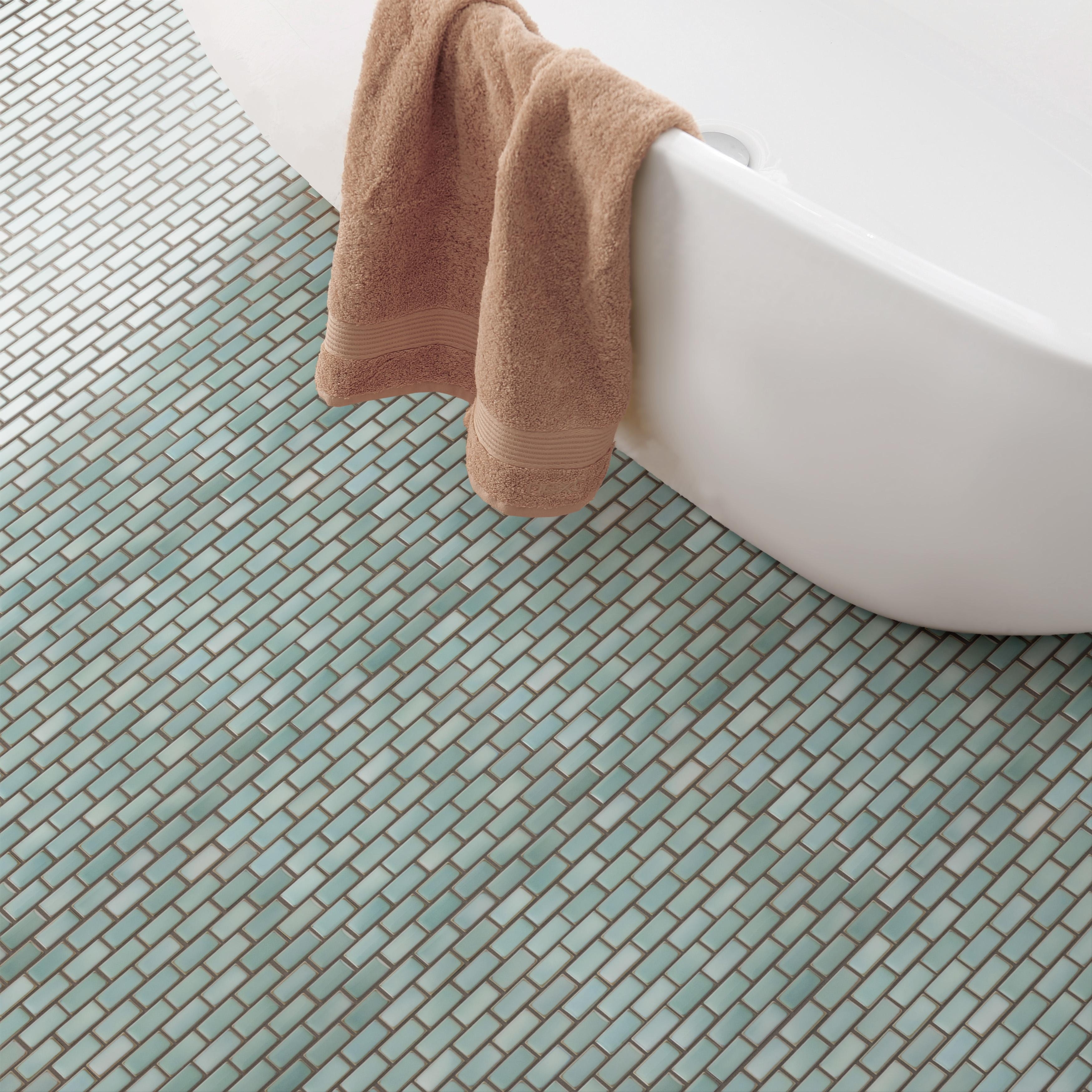 Merola Tile Hudson Subway Mint Green 11-3/4" x 12" Porcelain Mosaic Floor and Wall Tile