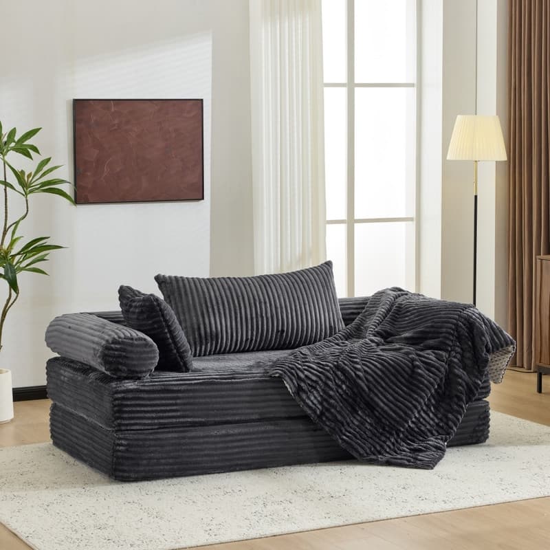 Modern King Size Convertible Sleeper Sofa Stackable Corduroy Sofa Bed