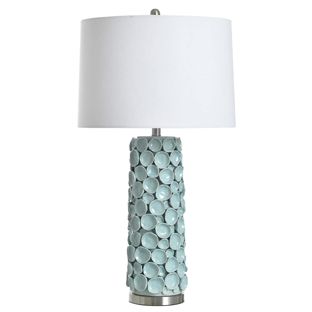 StyleCraft Ceramic Table Lamp - Naha Blue - White Shade
