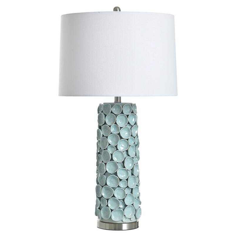 StyleCraft Ceramic Table Lamp - Naha Blue - White Shade - Naha Blue, White