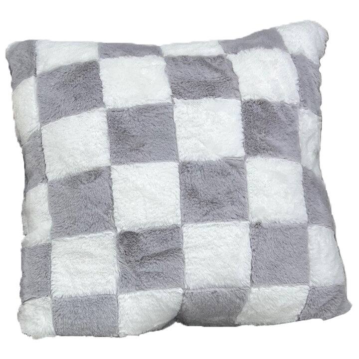Raceway Checkered Faux Fur Throw Pillow, 20x20 Inches - Extra Low Loft