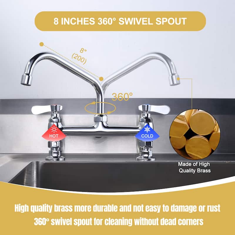 WOWOW Minimalist Bridge-Style Desk-Mounted Dual-Handle Faucet