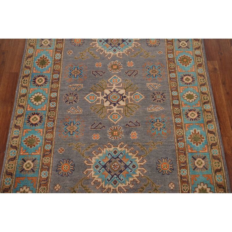 Kazak Accent Rug Hand-Knotted Oriental Wool Carpet - 3'4" x 4'10"