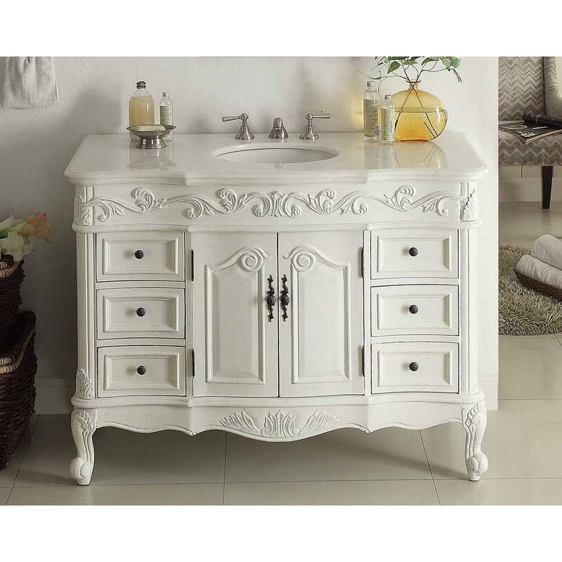 48" Benton Collection Beckham Antique White Bathroom Vanity