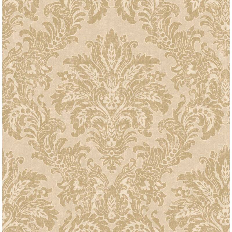 Seabrook Designs Sultana Damask Unpasted Wallpaper - 20.5 in. W x 33 ft. L - Metallic Chestnut & Honey