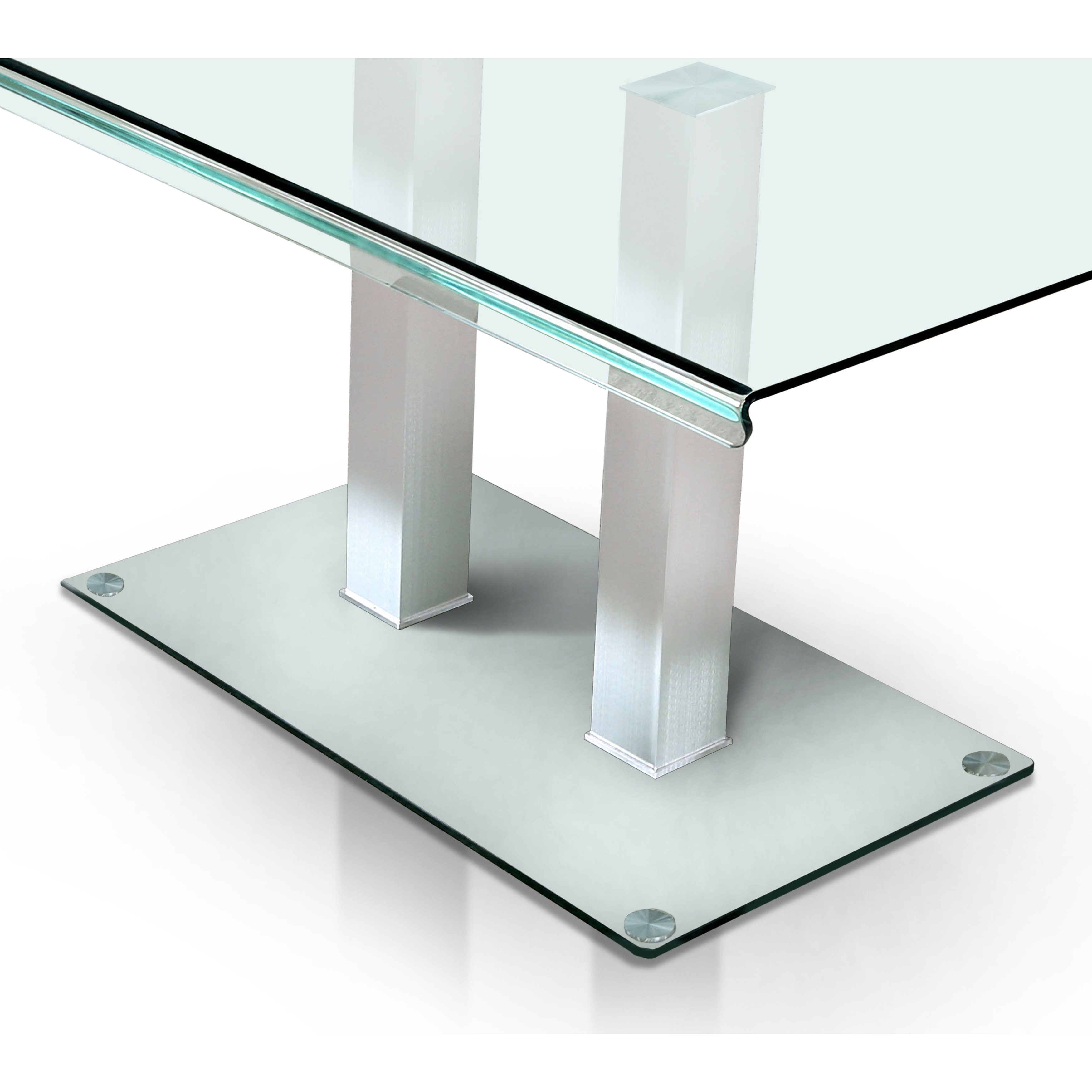 Furniture Of America Maza 59 In Silvertone Metal Glass Dining Table On Sale Overstock 12521474