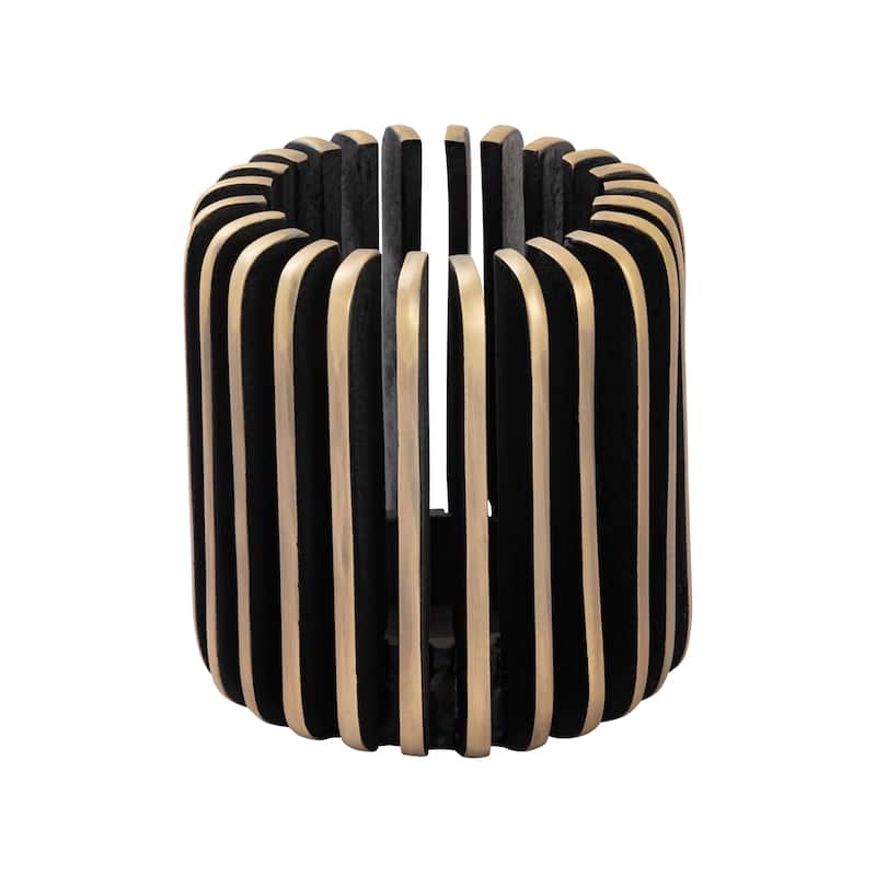 Atlas Louver Antiqued Bronze Metal Candleholder - 7 inch Tall