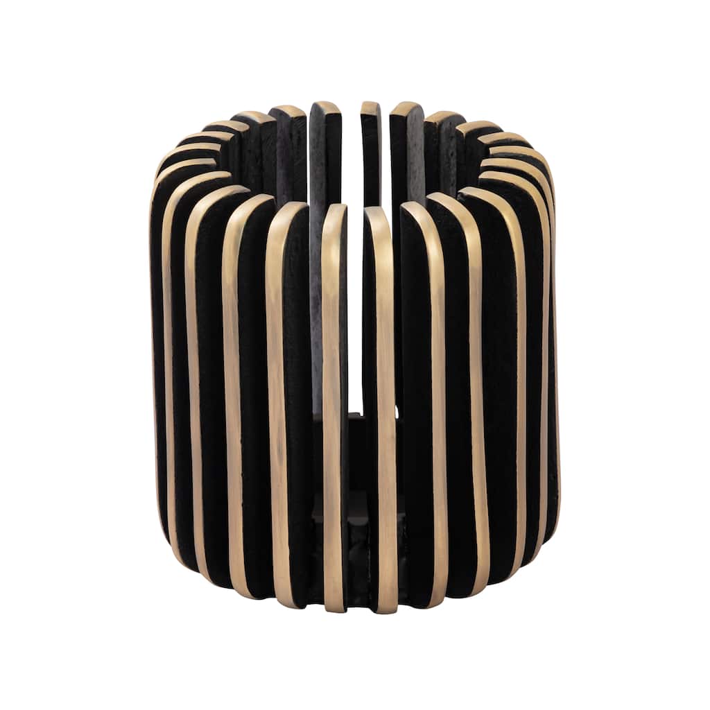 Atlas Louver Antiqued Bronze Metal Candleholder - 7 inch Tall