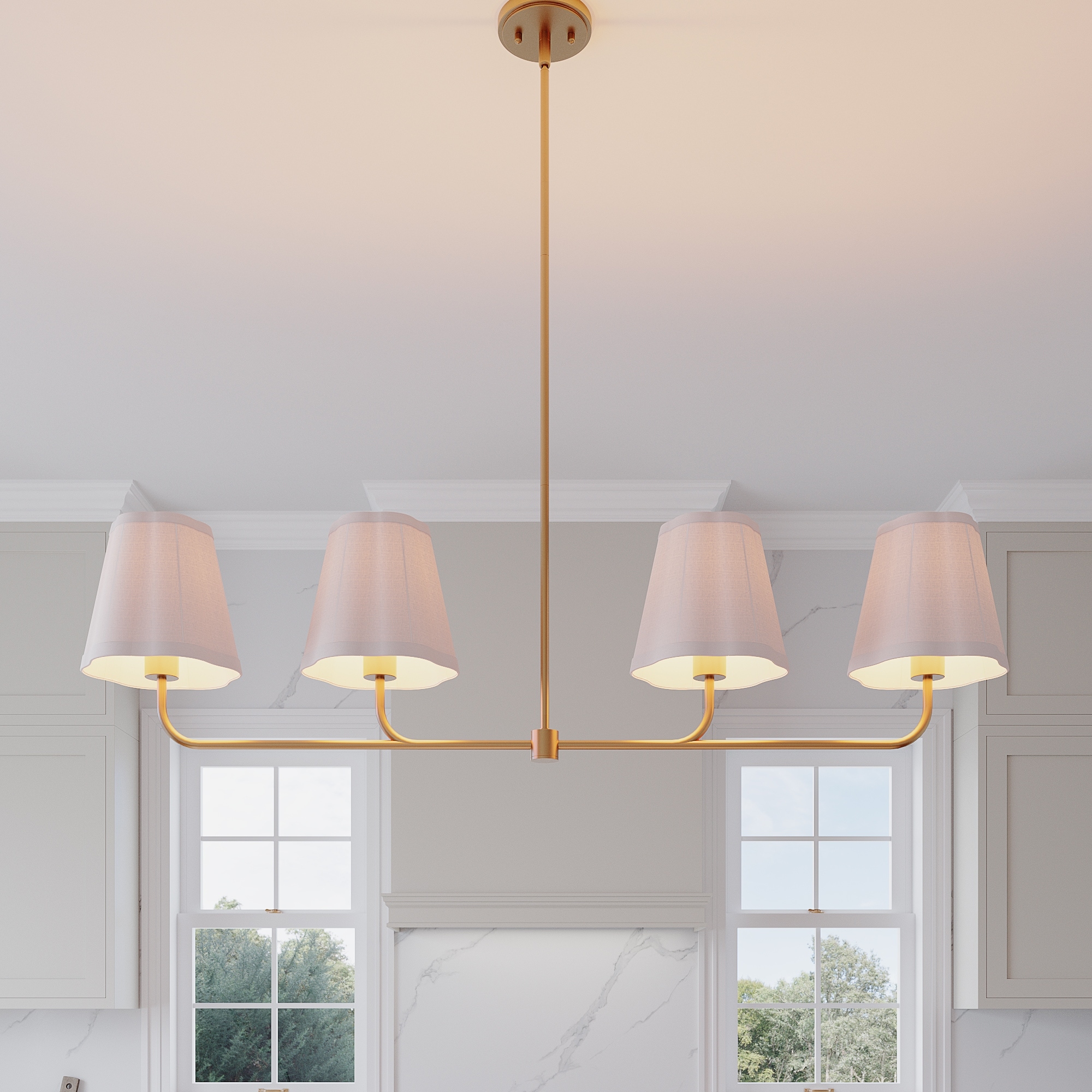 Acroma 4 - Light Dimmable Gold Linear Chandelier Kitchen Island Chandelier - 4-light.