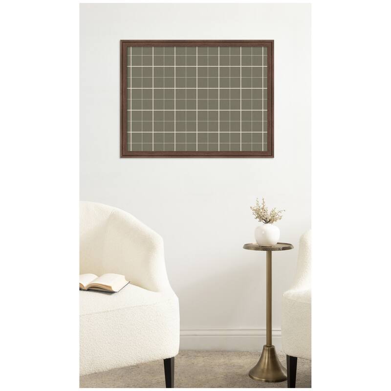 Kate and Laurel Framed Fabric Pinboard Sage Green Plaid Wall Organization