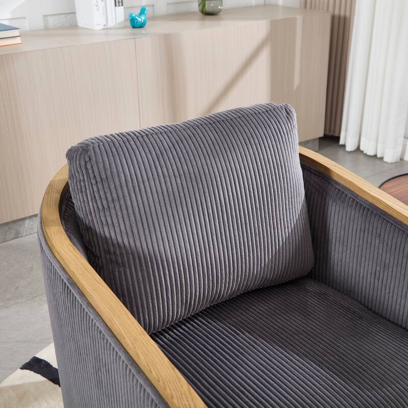 Accent Chair Sofa Chair with High-Density Foam and Curved Back, Degree Swivel Barrel Club Chair Lounge Chair