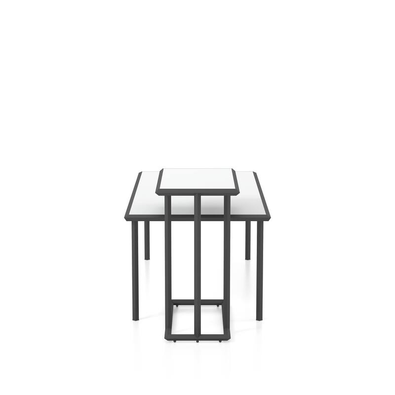 Dromara Contemporary White High Gloss 47-inch Steel 2-Piece Table Set by Furniture of America