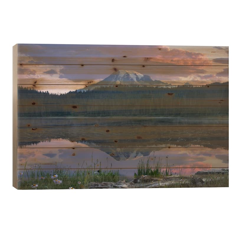 Mount Rainier And Reflection Lake, Mount Rainier National Park, Washington II Print On Wood by Tim Fitzharris - Multi-Color - 18x26x1.5