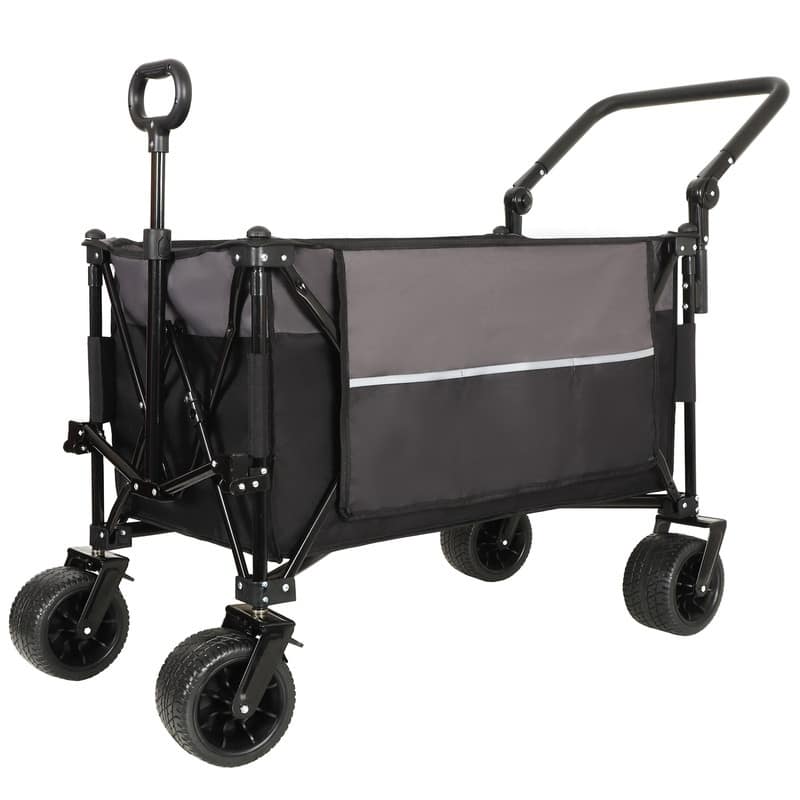 Versatile Push-Pull Folding Wagon Cart – Features 360° Rotating Handle & All-Terrain Wheels, Heavy-Duty Adjustable Design .