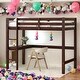 preview thumbnail 1 of 7, Twin Size Loft Bed with Built-in Desk and Safety and Guaranteed Espresso