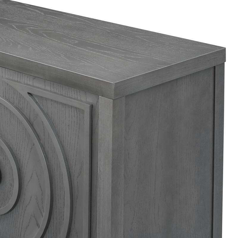 Retro Sideboard door with Circular Groove Design Round Metal Door Handle for Entrance, Dinning Room, Living Room