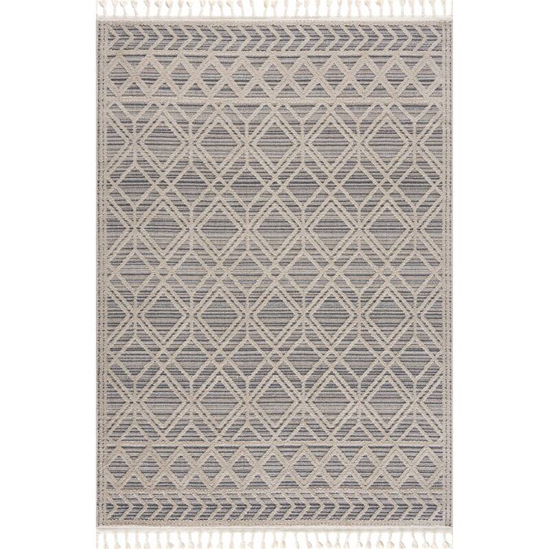 Hauteloom Magnolia Moroccan Trellis Farmhouse High Low Area Rug
