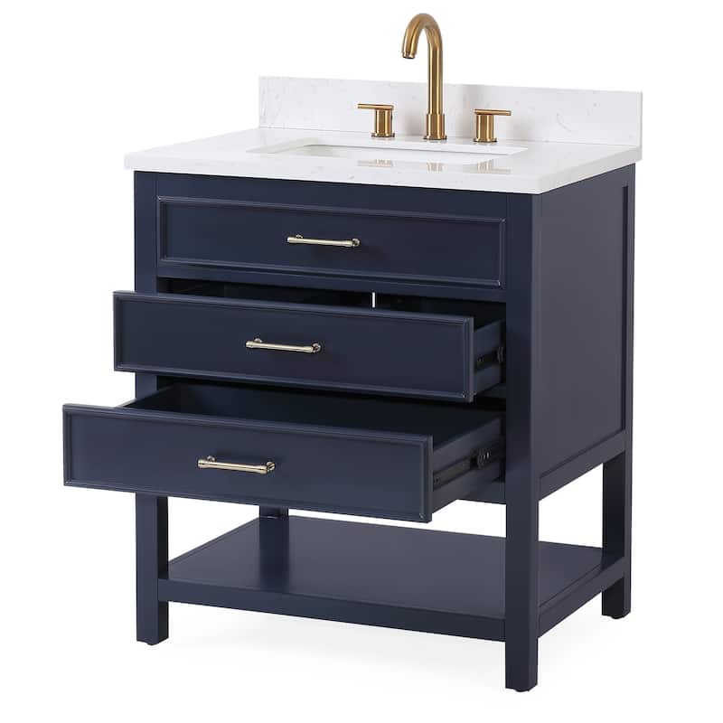 30" Tennant Brand Felton Navy Blue Finish Single Sink Bathroom Vanity