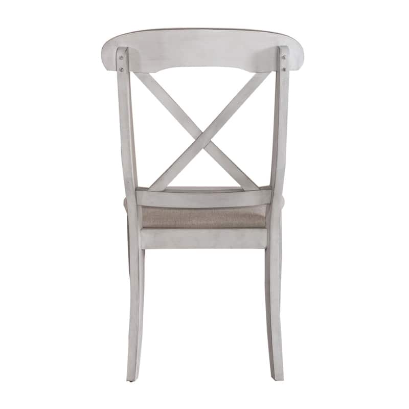 Ocean Isle Antique White Upholstered X Back Side Chair (Set of 2)