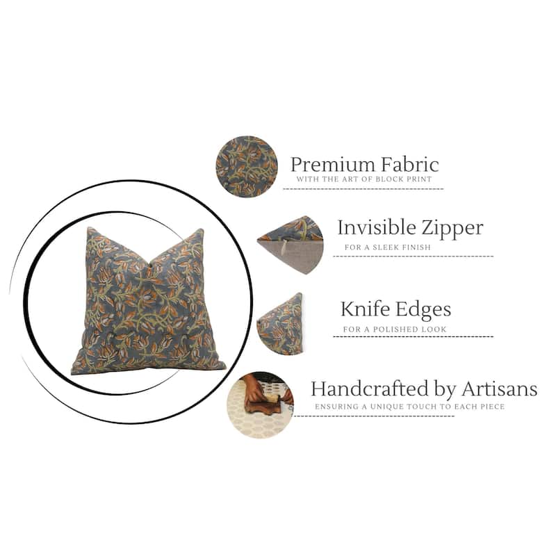 Fabdivine Linen Bohemian Block print pillow Cover