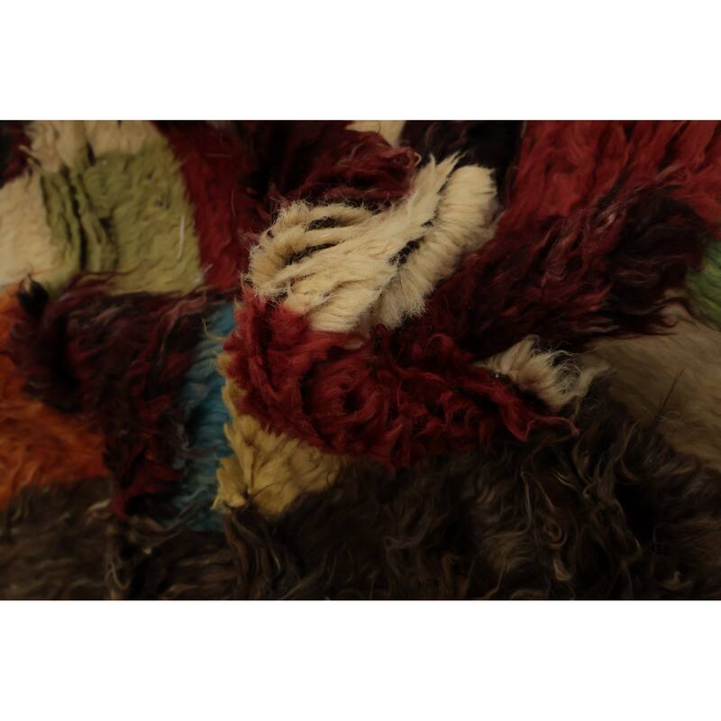 Hand Knotted Oriental 100% Wool Carpet Modern Geometric Brown Moroccan Area Rug - 9' 5'' X 6' 9''