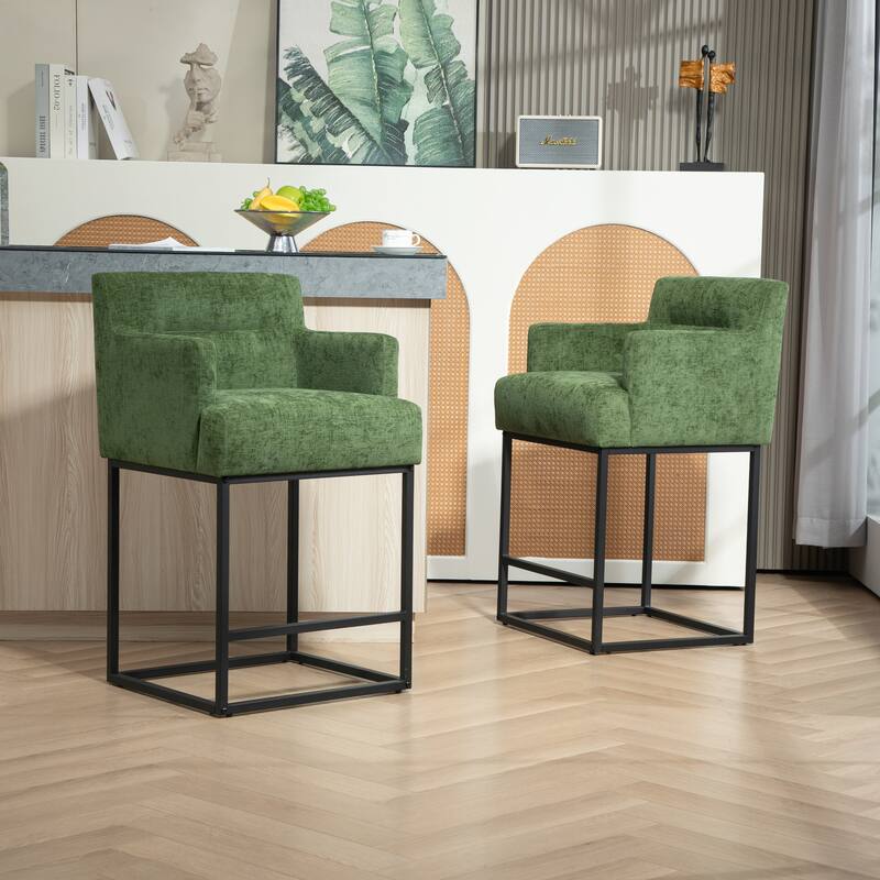 House Hold Counter Height Bar Stools Set of 2,Modern Square PU Bar Stool