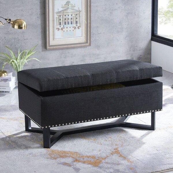 Black studded ottoman discount