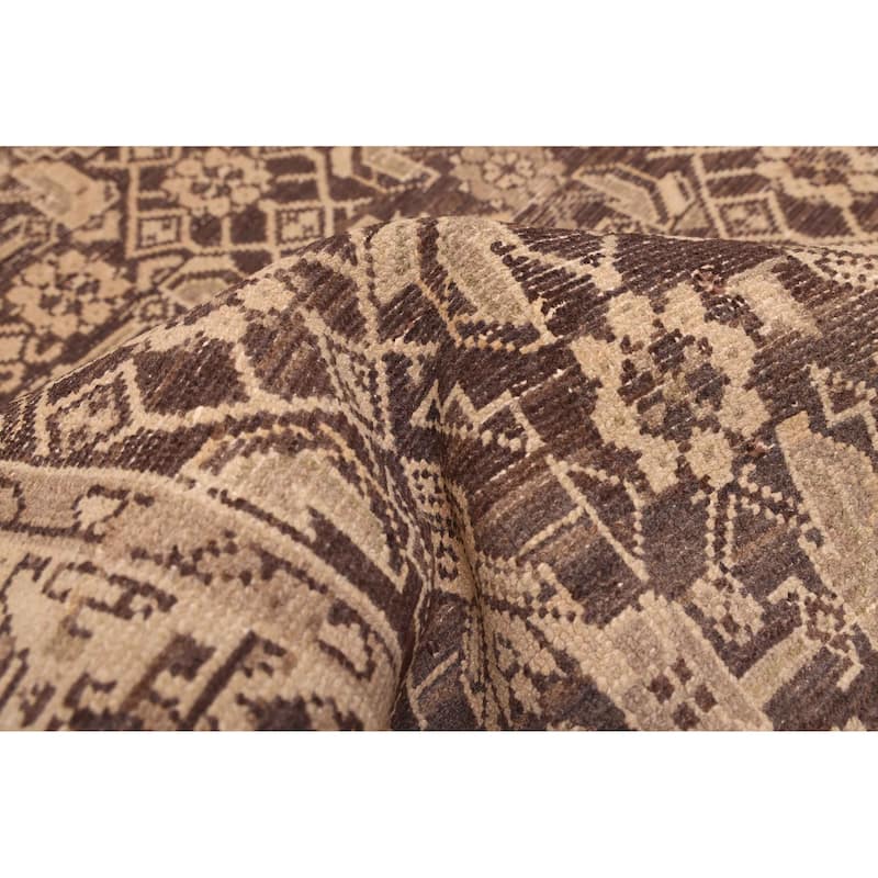 ECARPETGALLERY Hand-knotted Antalya Vintage Dark Brown Wool Rug - 3'3 x 8'8
