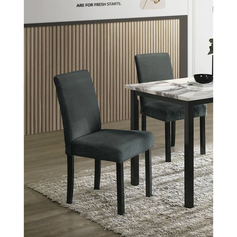 Faux Marble 5 Piece Dining Table Set, Kitchen Dining Room Furniture Set with Rectangular Table and 4 Thicken Cushion Chairs