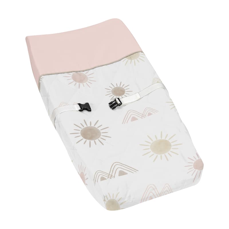 Boho Desert Sun Girl Changing Pad Cover - Blush Pink Mauve Gold Taupe Bohemian Watercolor Mountains Southwest Nature Outdoors