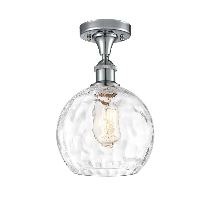 Innovations Lighting Athens Water Glass - 1 Light 8" Semi-Flush Mount - Clear Water Glass/Polished Chrome