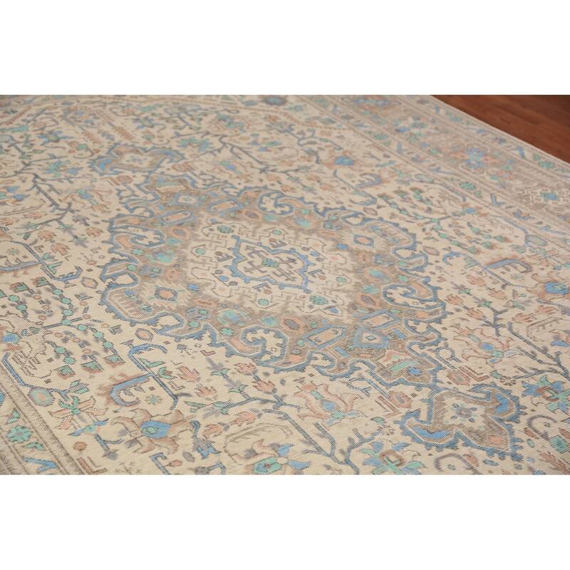 Geometric Tabriz Persian Area Rug Handmade Traditional Wool Carpet - 7'10"x 11'1"