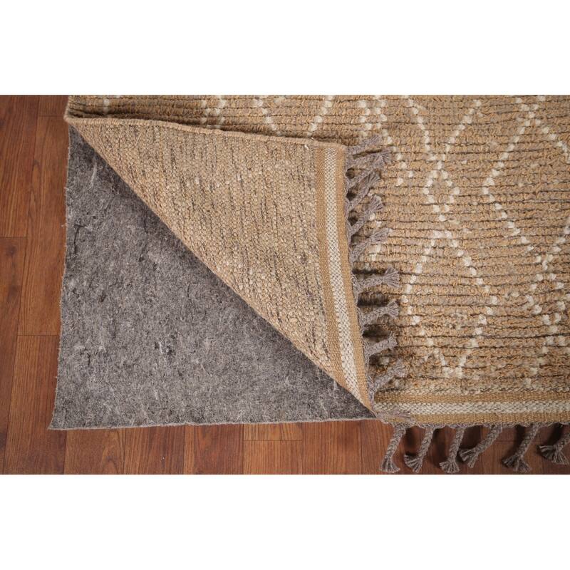 Earth Tone Moroccan Oriental Area Rug Handmade Brown Wool Carpet - 6'0"x 9'10"