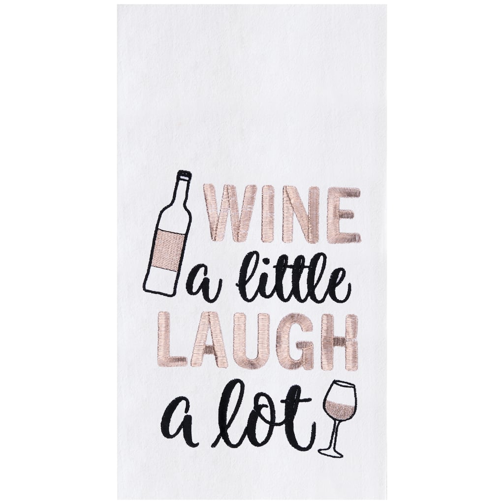 Laugh A Lot Embroidered Cotton Flour Sack Kitchen Towel