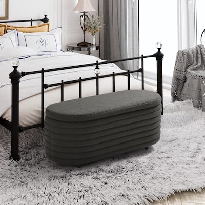Bayville Sherpa Polyester Flip Top Storage Ottoman - 42"