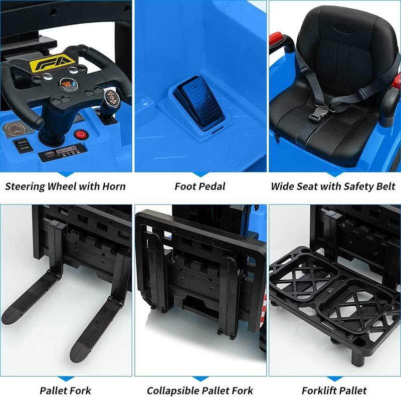 12V Kids Ride on Forklift Car, Toddles Electric Construction Car with Remote Control