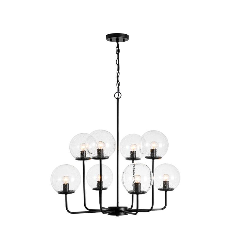 Modern 2-Tier Seeded Glass Globe Bubble Round Chandelier 27in Width