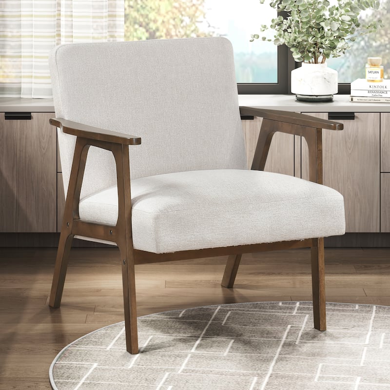 Dean 27" Textured Fabric Accent Chair - Solid Rubberwood Frame