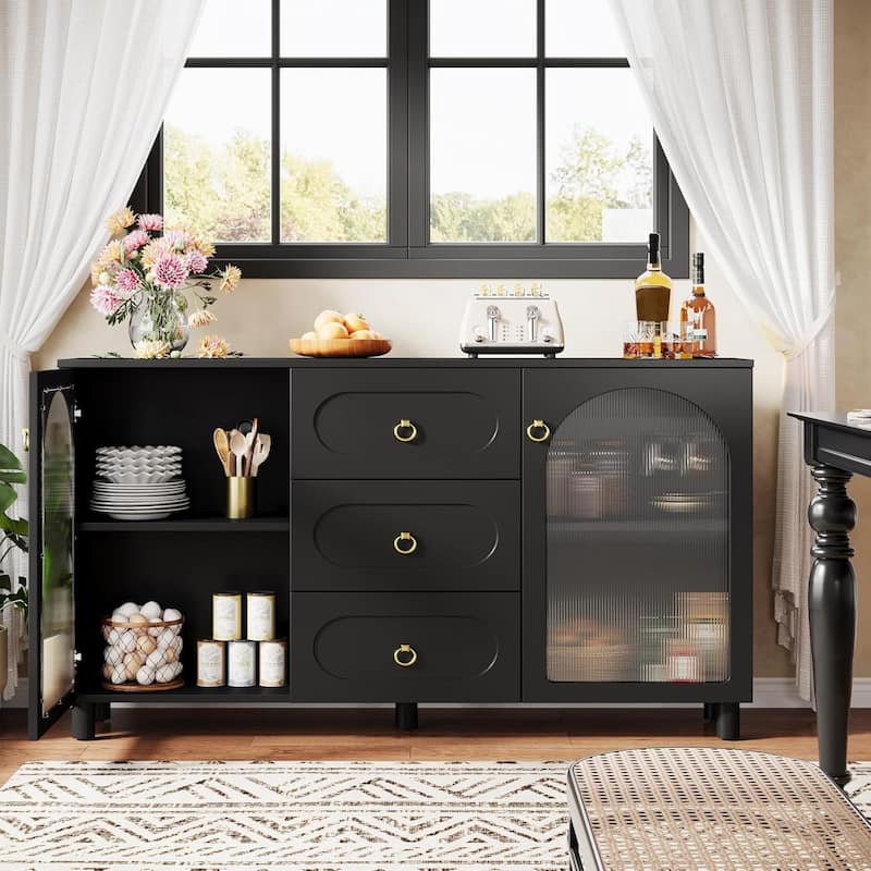 59" Modern Sideboard Buffet Cabinet with Storage for Kitchen, Living Room, Black