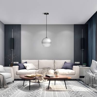 Helos Big 1 - Light Single Sphere Glass Pendant Light-Chrome Gray