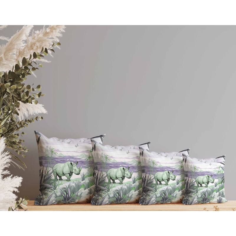 Coastal Rhino Faux Suede Reversible Throw Pillow Green and Purple