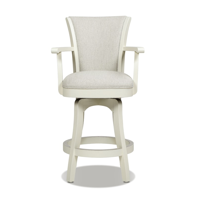 Williams 27" Swivel Upholstered Counter Stool with White Oak Wood Frame
