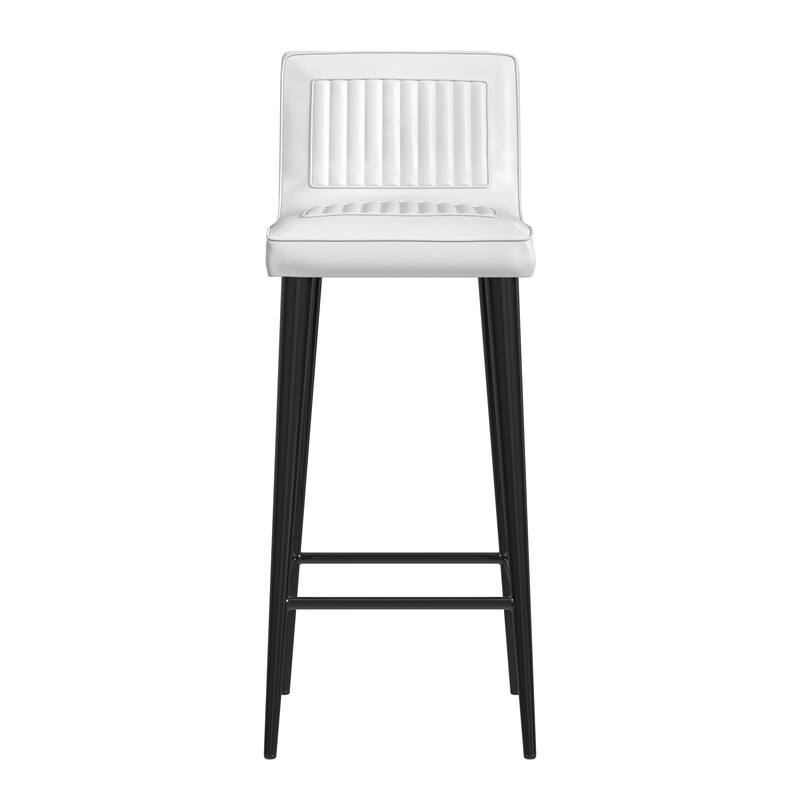 Maxwell 32 in. Seat Height Leather and Iron Bar Height Stool with Back